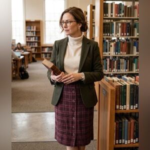 Jones Wear Plaid Tweed Button-Front Skirt